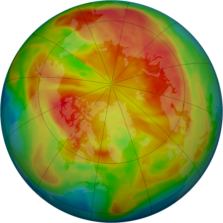 Arctic ozone map for 12 March 2013